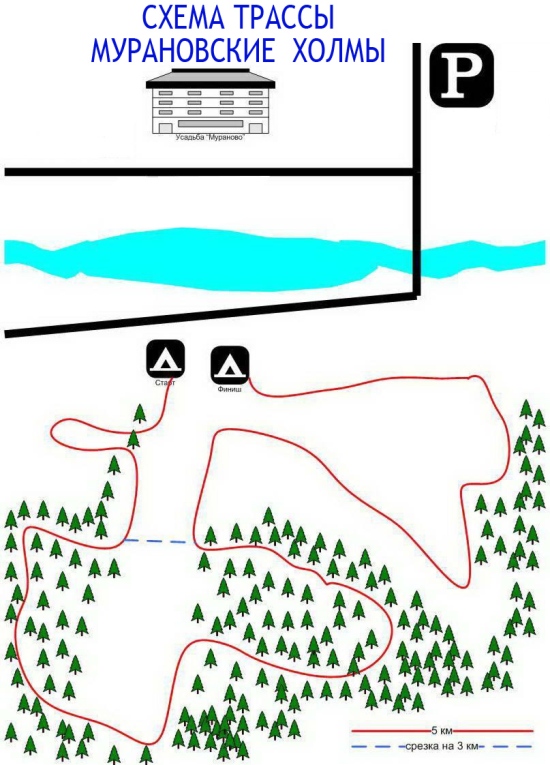 Cхема лыжной трассы "Мурановские холмы"